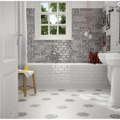 Aelle Carrelage Carrelage mur métro patchwork gris 7,5x15 cm METRO PATCHWORK B&W- Carrelage Mural Effet Carreaux De Ciment