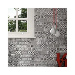 Aelle Carrelage Carrelage mur métro patchwork gris 7,5x15 cm METRO PATCHWORK B&W- Carrelage Mural Effet Carreaux De Ciment