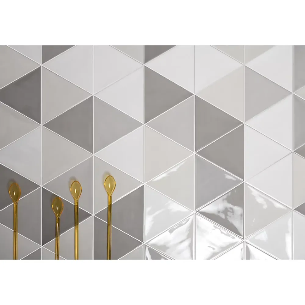 Aelle Carrelage Carrelage mur trianguaire effet zellige gris claire 13,2x11,4 cm 3LATI GRIGIO CHIARO- Carrelage Mural Uni