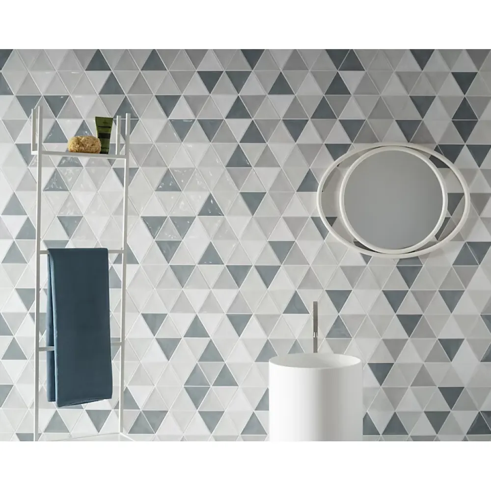 Aelle Carrelage Carrelage mur trianguaire effet zellige gris claire 13,2x11,4 cm 3LATI GRIGIO CHIARO- Carrelage Mural Uni