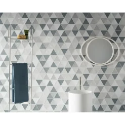 Aelle Carrelage Carrelage mur trianguaire effet zellige gris 13,2x11,4 cm 3LATI GRIGIO MEDIO- Carrelage Mural Pour Cuisine