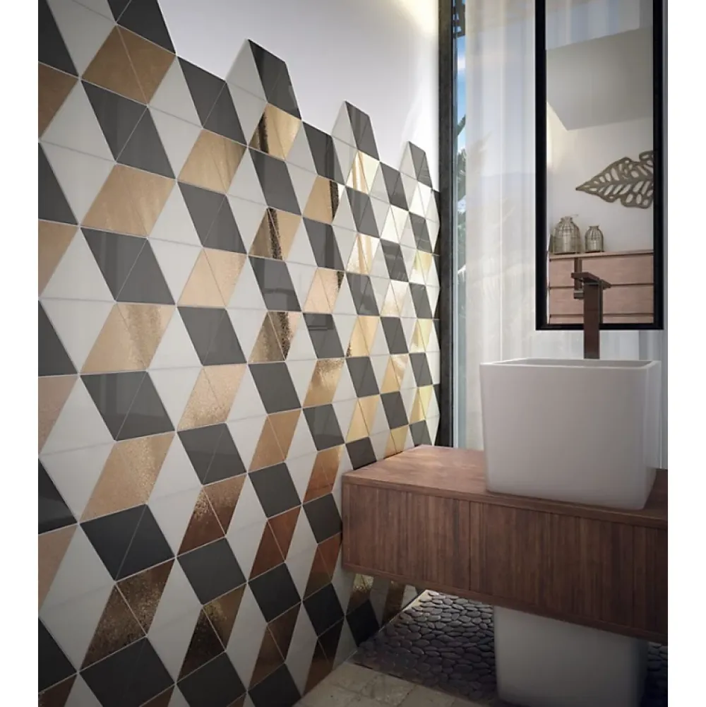 Aelle Carrelage Carrelage mur triangulaire uni gris brillant SCALE TRIANGOLO LIGHT GREY- Carrelage Mural Uni