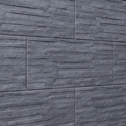 GoodHome Carrelage Mural Uni<Carrelage mural décoratif effet pierre anthracite L.61,5 x l.30,8 cm x ép.8 mm, Shaded Slate