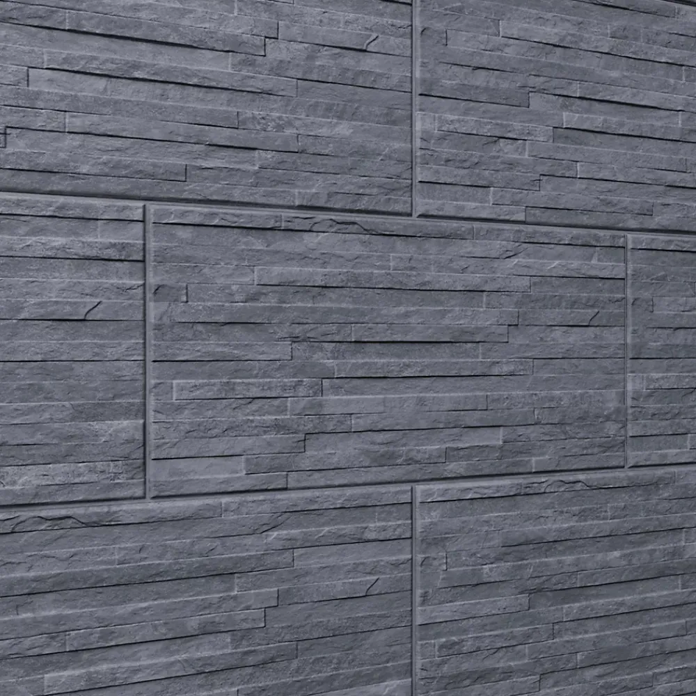 GoodHome Carrelage Mural Uni<Carrelage mural décoratif effet pierre anthracite L.61,5 x l.30,8 cm x ép.8 mm, Shaded Slate
