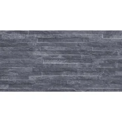 GoodHome Carrelage Mural Uni<Carrelage mural décoratif effet pierre anthracite L.61,5 x l.30,8 cm x ép.8 mm, Shaded Slate