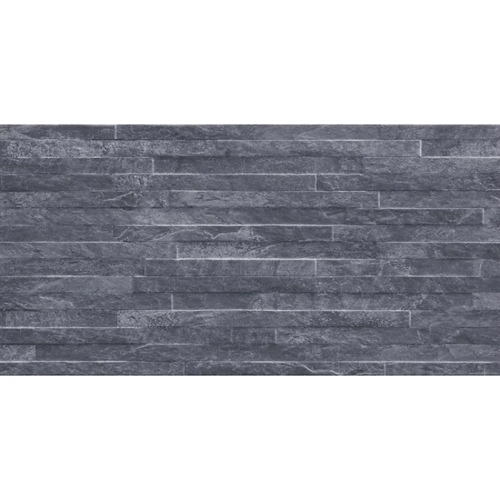 GoodHome Carrelage Mural Uni<Carrelage mural décoratif effet pierre anthracite L.61,5 x l.30,8 cm x ép.8 mm, Shaded Slate