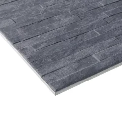 GoodHome Carrelage Mural Uni<Carrelage mural décoratif effet pierre anthracite L.61,5 x l.30,8 cm x ép.8 mm, Shaded Slate