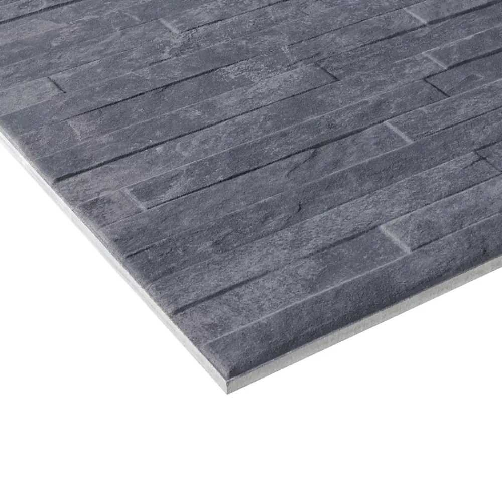 GoodHome Carrelage Mural Uni<Carrelage mural décoratif effet pierre anthracite L.61,5 x l.30,8 cm x ép.8 mm, Shaded Slate