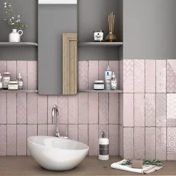 Lux Mosaic Carrelage Mural Uni|Carrelage Mural Pour Wc<Carrelage Mural Décoratif Brillant. Volga Pink 7,5x22cm