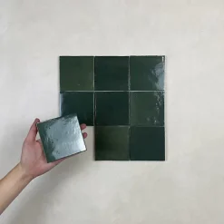Les Carreaux De Jean  Faïence Pour Douche|Faïence Pour Cuisine<Carrelage mural Effet Zellige Vert CROGIOLO ZELLIGE 10x10 Bosco - Les Carreaux de Jean