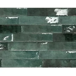 Allocarrelage Carrelage Mural Effet Zellige Vert 6,5x29,8 Monpelli Emerald Mix -- Carrelage Mural Pour Pièce À Vivre