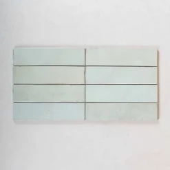 Gioia Materia Carrelage mural Effet Zellige Vert d'eau TRIBE 6x24,6cm Mint - Les Carreaux de Jean- Faïence Pour Cuisine|Faïence Pour Douche