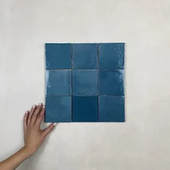 Les Carreaux De Jean  Carrelage mural Effet Zellige Bleu Canard CROGIOLO ZELLIGE 10x10 Petrolio - Les Carreaux de Jean- Faïence Pour Douche|Faïence Pour Salle De Bains
