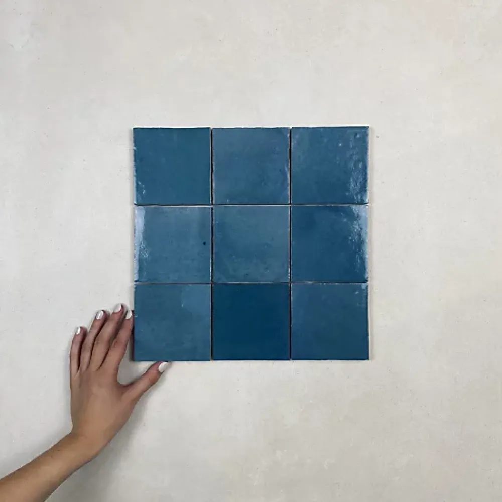 Les Carreaux De Jean Carrelage mural Effet Zellige Bleu Canard CROGIOLO ZELLIGE 10x10 Petrolio - Les Carreaux de Jean- Faïence Pour Douche|Faïence Pour Salle De Bains