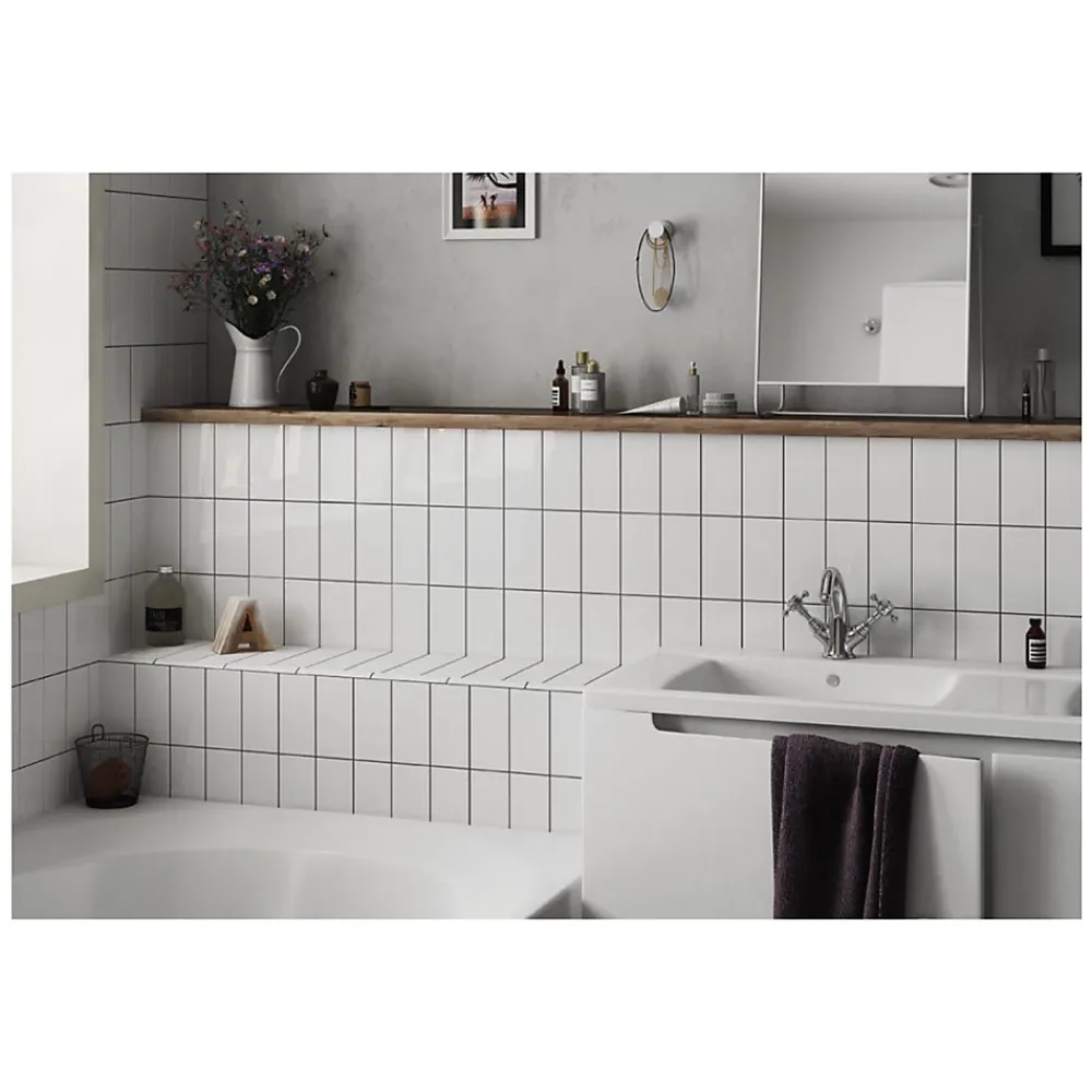 Gioia Materia Carrelage mural faïence effet uni EVOLUTION 40x10 cm Gris foncé - Brillant - - boîte de 1 m2- Faïence Pour Wc|Faïence Pour Pièce À Vivre