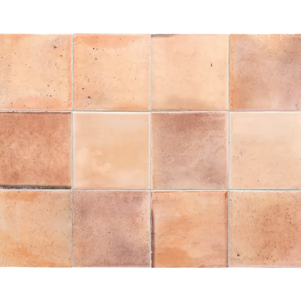 Gioia Materia Carrelage mural faïence effet rustique THANGLONG 10x10 cm Pink - Brillant / Poli - boîte de 0.60 m2- Faïence Pour Wc|Faïence Pour Pièce À Vivre