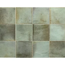 Gioia Materia Carrelage mural faïence effet rustique THANGLONG 10x10 cm Celadon - Brillant / Poli - boîte de 0.60 m2- Faïence Unie|Faïence Pour Salle De Bains