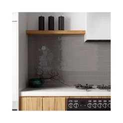 Gioia Materia Carrelage mural faïence effet artisanal MASIA 30x7.5 cm Gris oscuro - brillant - - boîte de 1 m2- Faïence Pour Wc|Faïence Unie