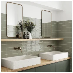 Gioia Materia Carrelage mural faïence effet artisanal MASIA 30x7.5 cm Gris oscuro - brillant - - boîte de 1 m2- Faïence Pour Wc|Faïence Unie