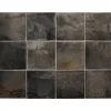 Gioia Materia Carrelage mural faïence effet rustique THANGLONG 10x10 cm Black ash - Brillant / Poli - boîte de 0.60 m2- Faïence Unie