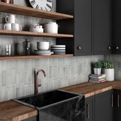 Gioia Materia Carrelage mural faience effet zellige MAGMA 20x6.5 cm Grey stone - - boîte de 0.5 m2- Faïence Pour Wc|Faïence Pour Pièce À Vivre