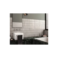 Gioia Materia Carrelage mural faience effet zellige VILLAGE 13.2x6.5 cm Silver mist - Brillant / Poli - boîte de 0.50 m2- Faïence Pour Wc|Faïence Unie