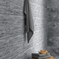 GoodHome Carrelage Mural Pour Douche|Carrelage Mural Pour Cuisine<Carrelage mural gris décor pierre L.61,5 x l.30,8 cm x ép.8 mm, Shaded Slate