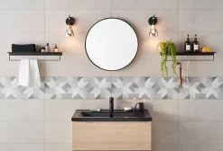 Carrelage mural gris Lille 25 x 75 cm- Carrelage Mural Effet Béton|Carrelage Mural Pour Salle De Bains