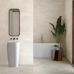 Baldocer Carrelage mural intérieur effet béton blanc cassé L.90 x l.30 cm x ép.10,5 mm, Asphalt- Carrelage Mural Effet Béton|Carrelage Mural Pour Douche