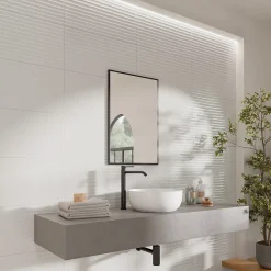 GoodHome Carrelage mural intérieur blanc brillant à cannelures L.60 x l.30 cm x ép.9 mm, Perouso- Faïence Unie|Faïence Pour Wc
