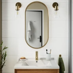 GoodHome Carrelage mural intérieur blanc brillant à cannelures L.60 x l.30 cm x ép.9 mm, Perouso- Faïence Unie|Faïence Pour Wc