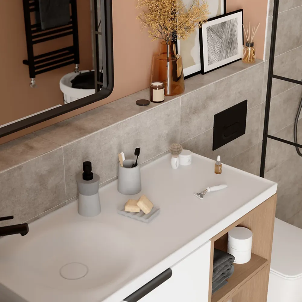 GoodHome Carrelage Mural Effet Béton|Carrelage Mural Pour Pièce À Vivre<Carrelage mural intérieur effet béton gris L.60 x l.20 cm x ép.8,3 mm, Konkrete