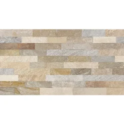 Carrelage mural intérieur effet pierre beige décor quartzite 3D L.60 x l.30 cm x ép.8,2 mm, Quartz 3D- Carrelage Mural Pour Wc|Carrelage Mural Effet Pierre