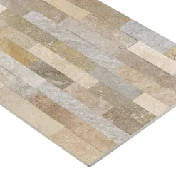 Carrelage mural intérieur effet pierre beige décor quartzite 3D L.60 x l.30 cm x ép.8,2 mm, Quartz 3D- Carrelage Mural Pour Wc|Carrelage Mural Effet Pierre