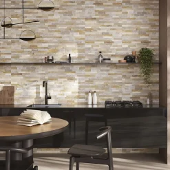 Carrelage mural intérieur effet pierre beige décor quartzite 3D L.60 x l.30 cm x ép.8,2 mm, Quartz 3D- Carrelage Mural Pour Wc|Carrelage Mural Effet Pierre