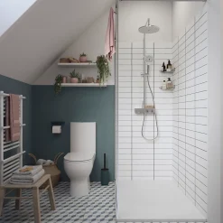 GoodHome Carrelage mural intérieur blanc brillant effet carreaux anciens L.30,1 x l.7,5 cm x ép.8,5 mm, Vernisse- Carrelage Mural Pour Wc|Carrelage Mural Uni