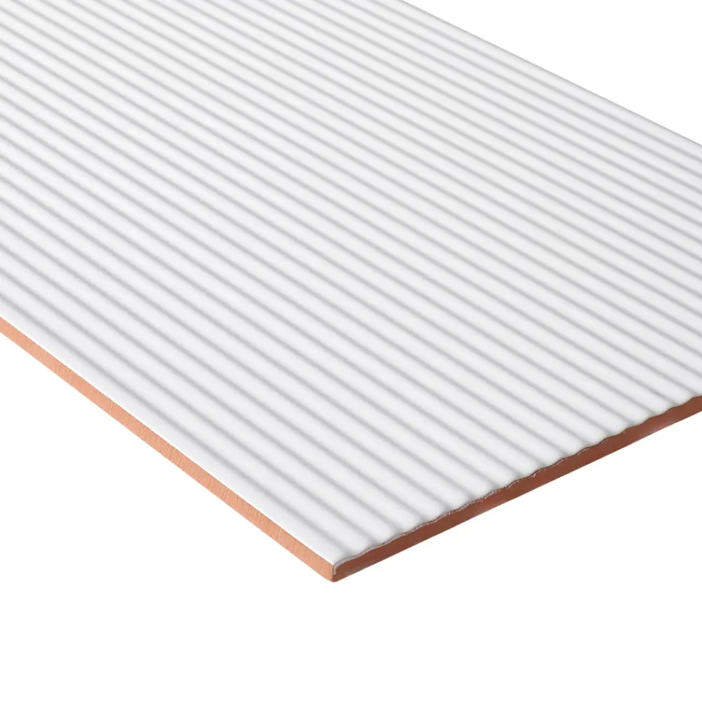 GoodHome Carrelage mural intérieur blanc mat à cannelures fines L.60 x l.30 cm x ép.9 mm, Perouso- Faïence Unie|Faïence Pour Wc