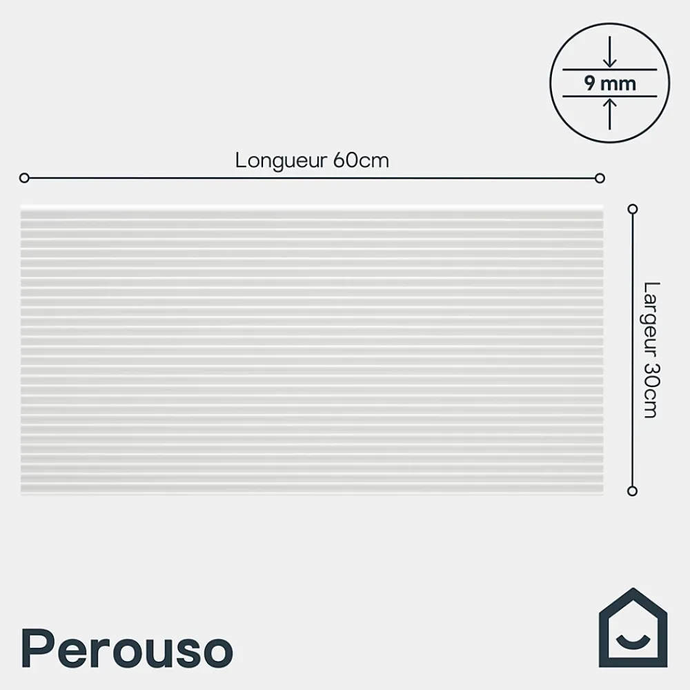 GoodHome Carrelage mural intérieur blanc mat à cannelures fines L.60 x l.30 cm x ép.9 mm, Perouso- Faïence Unie|Faïence Pour Wc