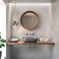 Carrelage mural intérieur effet béton blanc L.90 x l.30 cm x ép.8 mm, Pavlos- Carrelage Mural Effet Béton|Carrelage Mural Pour Salle De Bains