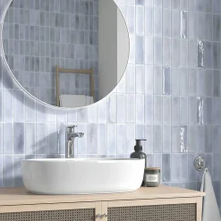 Lux Mosaic Carrelage Mural Mini Metro 5x15cm Premium. Beret Lavander Brillant- Carrelage Mural Effet Béton