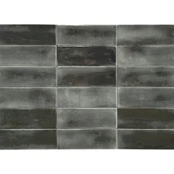Lux Mosaic Carrelage Mural Mini Metro 5x15cm Premium. Beret Coal Brillant- Carrelage Mural Effet Béton