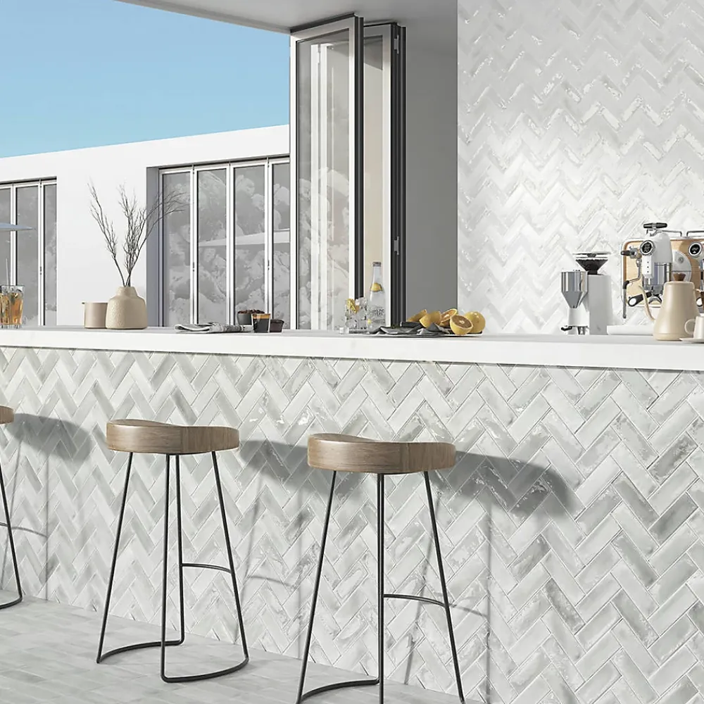 Lux Mosaic Carrelage Mural Effet Béton<Carrelage Mural Mini Metro 5x15cm Premium. Beret Silver Matt