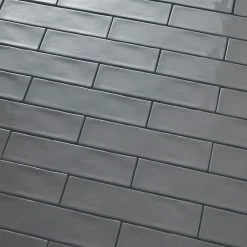 GoodHome Carrelage mural Vernisse 30,1 x 7,5 cm gris foncé- Carrelage Mural Uni
