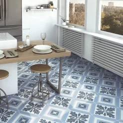 Lux Mosaic Carrelage premium effect ciment mat Max Blue 20x20cm- Carrelage Sol Effet Carreaux De Ciment|Carrelage Sol Pour Cuisine