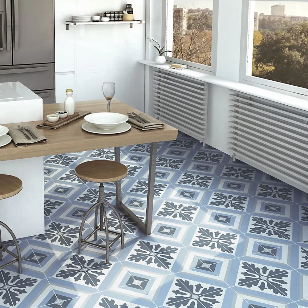 Lux Mosaic Carrelage premium effect ciment mat Max Blue 20x20cm- Carrelage Sol Effet Carreaux De Ciment|Carrelage Sol Pour Cuisine