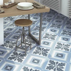 Lux Mosaic Carrelage premium effect ciment mat Max Blue 20x20cm- Carrelage Sol Effet Carreaux De Ciment|Carrelage Sol Pour Cuisine