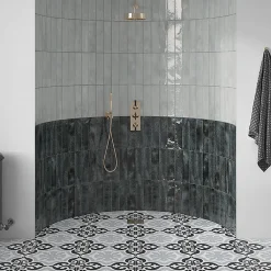 Lux Mosaic Carrelage Premium Nissel Black 7,5x30 cm Brillant Design Rustique-Industrie pour Murs Intérieurs- Faïence Pour Salle De Bains|Faïence Pour Cuisine