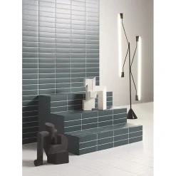 Aelle Carrelage Carrelage sol / mur brique uni bleu vert 5,6x23,2 cm MODULO BASE MUSCHIO- Carrelage Sol Uni