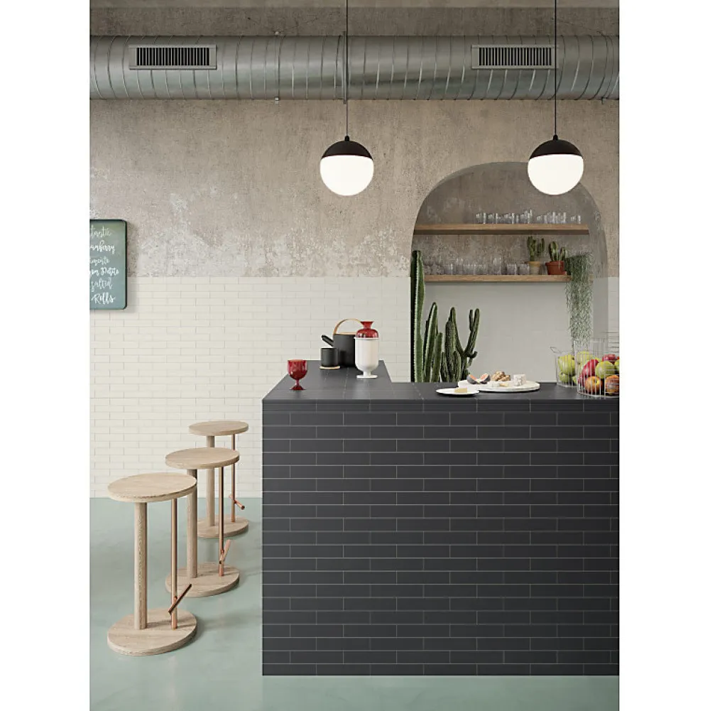 Aelle Carrelage Carrelage sol / mur brique uni noir 5,6x23,2 cm MODULO BASE CARBONE- Carrelage Sol Uni