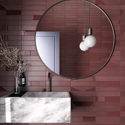 Eiffel art construction Carrelage Sol Pour Salle De Bains<Carrelage sol / mur brique effet béton rouge mate 6x30 cm WADI GARNET